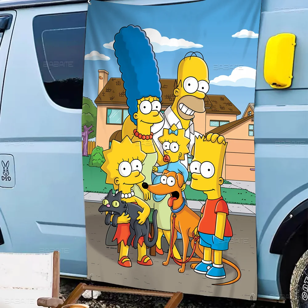 Cartoon Anime S-Simpsons DIY Flag For Family Group Photo Living Room Home Dorm Decor Wall Art Decor Banner