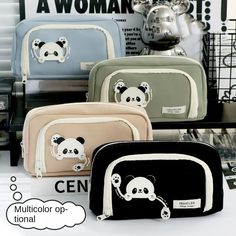 

Pen Box Desktop Storage Aesthetic Pencil Bag Korean Style Aesthetic Pencil Box Dancing Panda Funny Pen Case Organizer Student