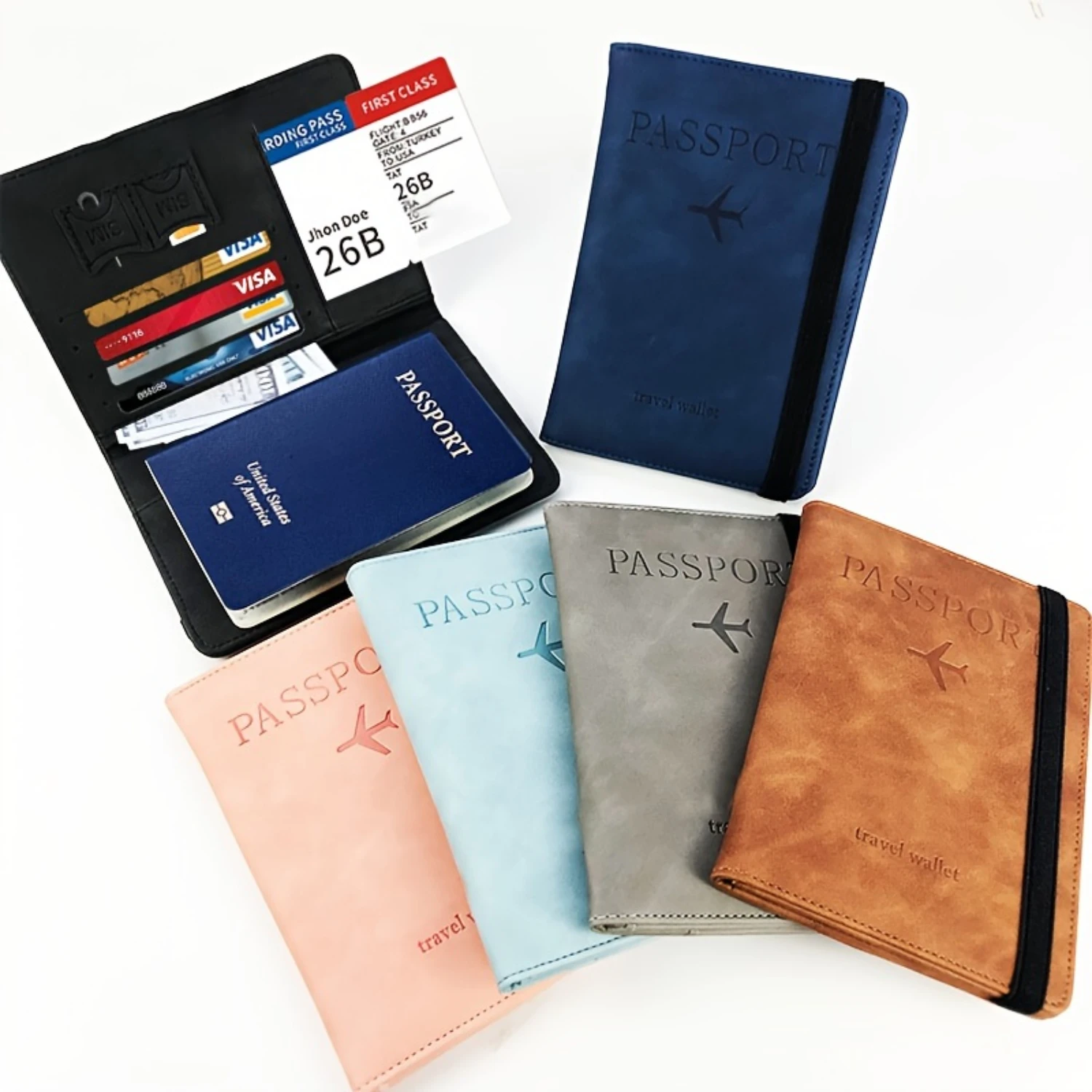 Premium PU Leather Passport Bag - Spacious Multi-Functional  for SIM Cards, Certificates, and Travel Documents - Unisex Design f