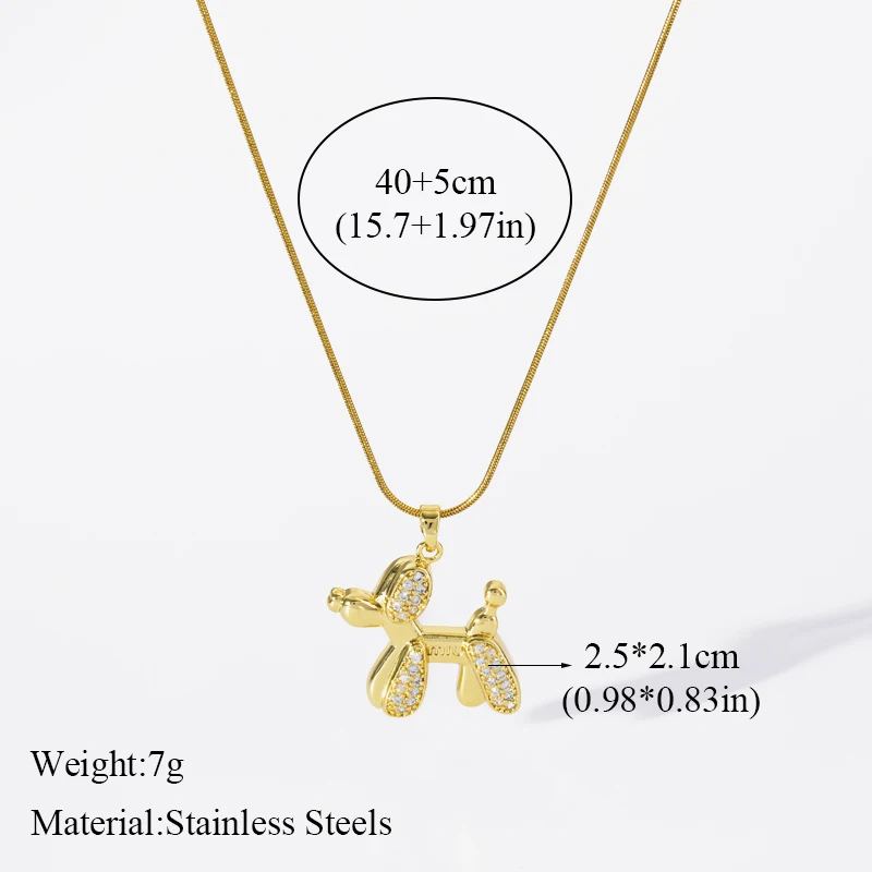 EILIECK 316L Stainless Steel Cute Zirconia Puppy Pendant Necklace For Women Fashion New Gift Neck Chain Waterproof Jewelry Colar