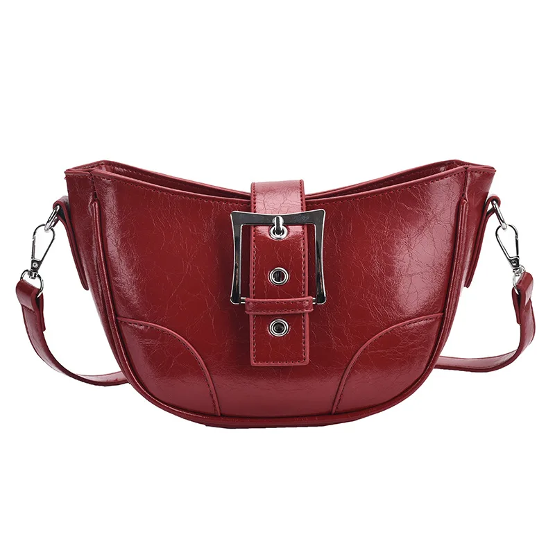 Bolso pequeño de cuero sintético para mujer, bandolera de lujo, de Color liso, estilo Retro, 2024