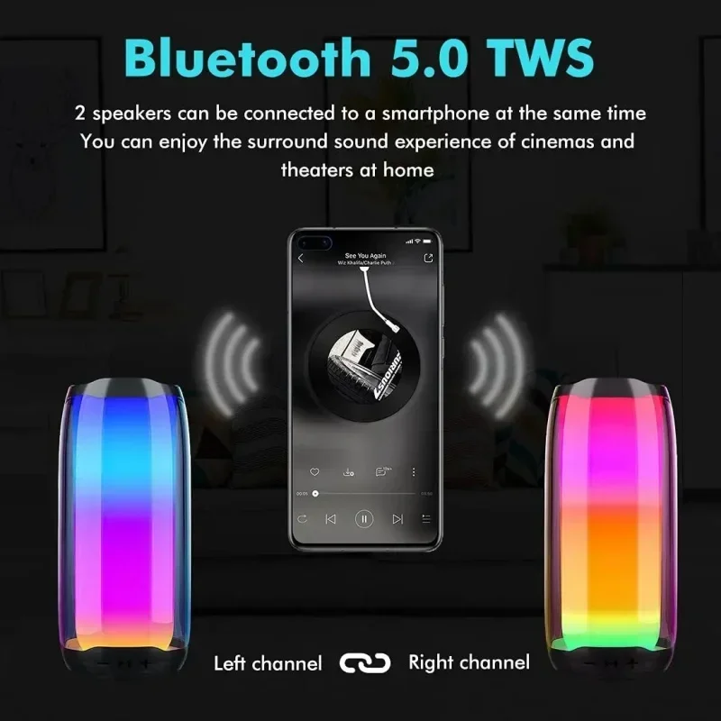 Audience Wireless Bocina Bluetooth Speaker Portable PartyBox Flash RGB Light Subwoofer 3D Surround Sound System Caixa De Som TWS