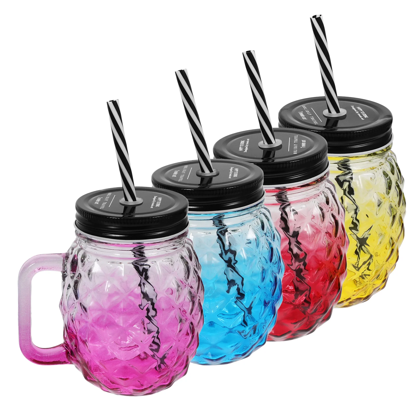 

4Pcs Gradient Glass Cups Stylish Cocktail Party Drinking Cup Freezer Jars Pineapple Freezer Jars Pineapple Glasses for Cocktails