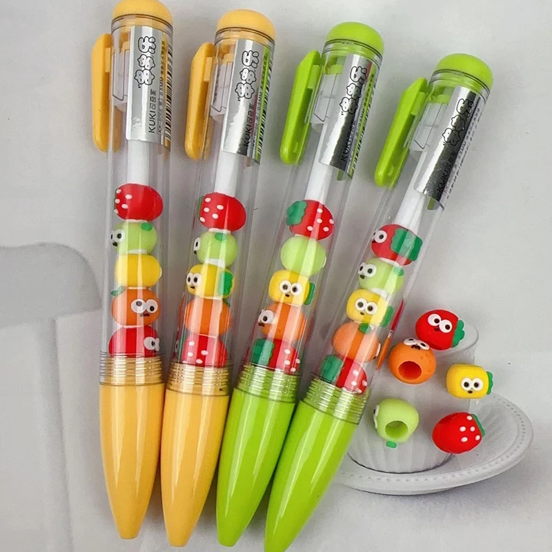 2Pcs Cute Fruit Cubs Jelly Gel Pen for School Writing Kawaii Cartoon Neutral Pen Office Supplies kids Stationery gift