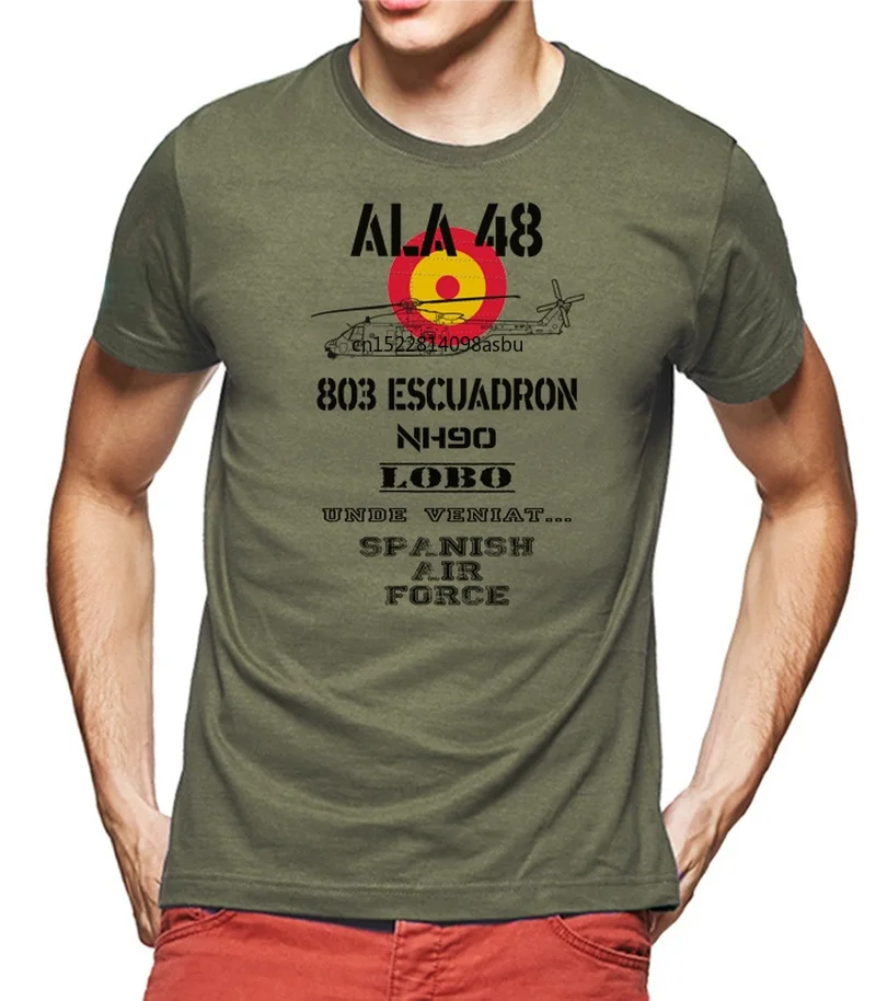 Spnish Air Force TShirt Ala 48 803 Escuadron NH90 Escarapela Men T-Shirt Short Sleeve Casual 100% Cotton Shirts