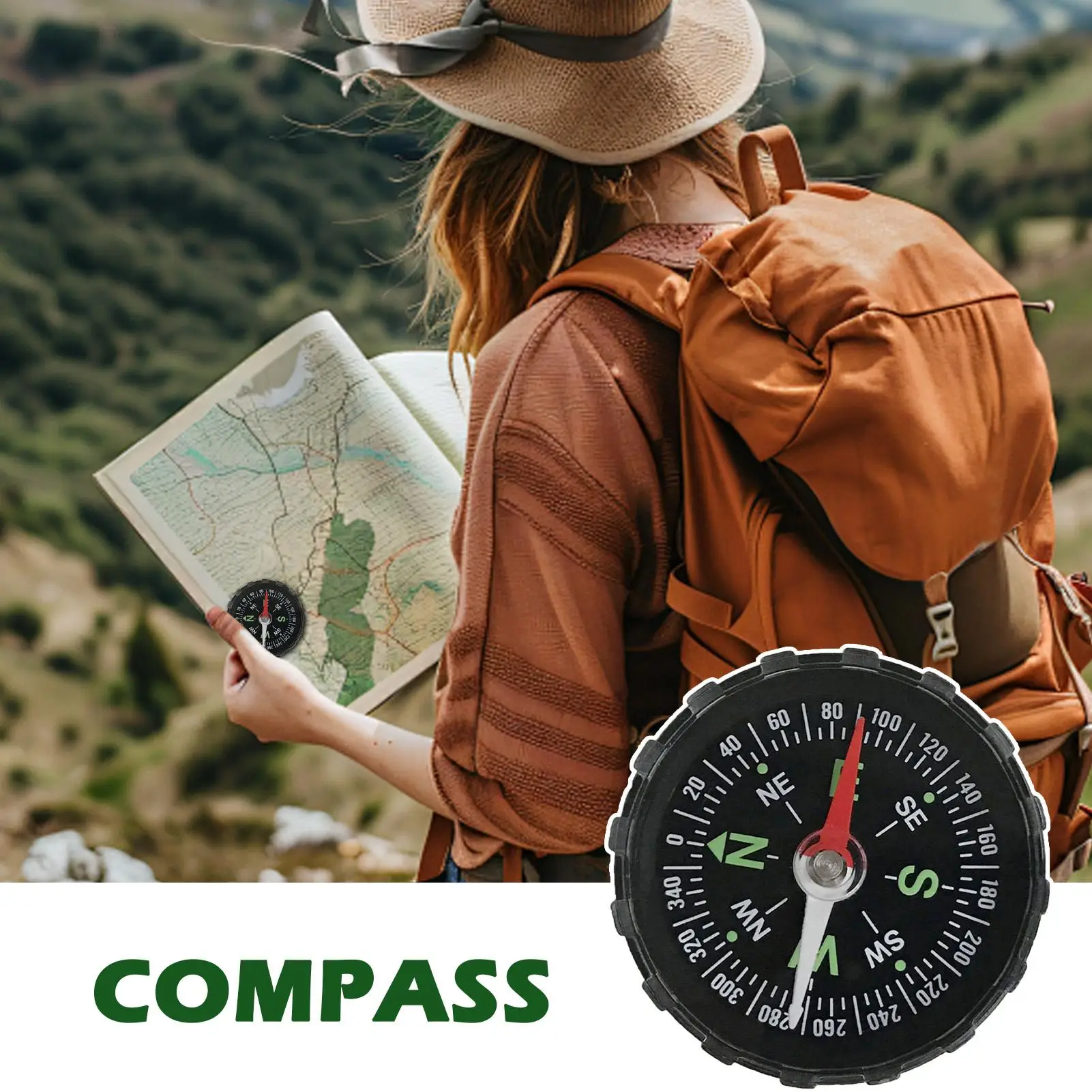 Kompass zum Wandern, verstellbarer, multifunktionaler Zielkompass für Überleben, Reisen, Bergsteigen, Bootfahren, Outdoor