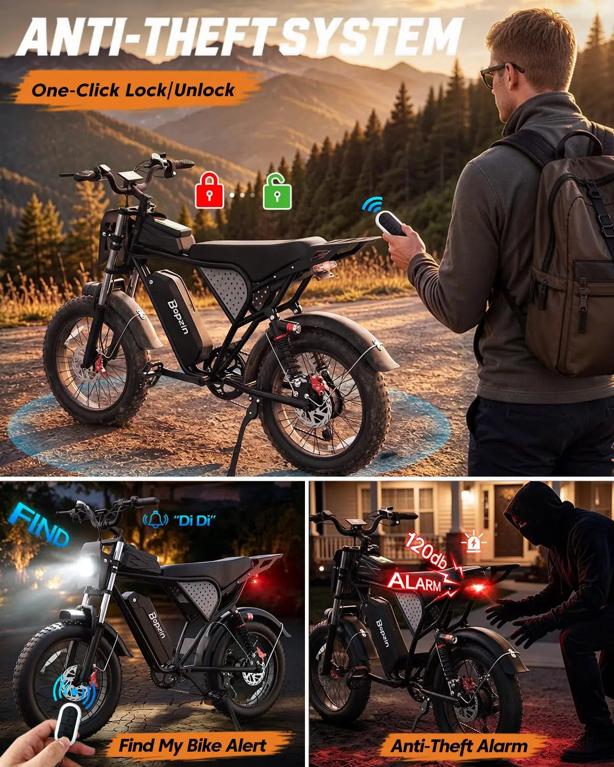 2000W 48V 25Ah Electric Bike 80 Miles Range Smart App 20