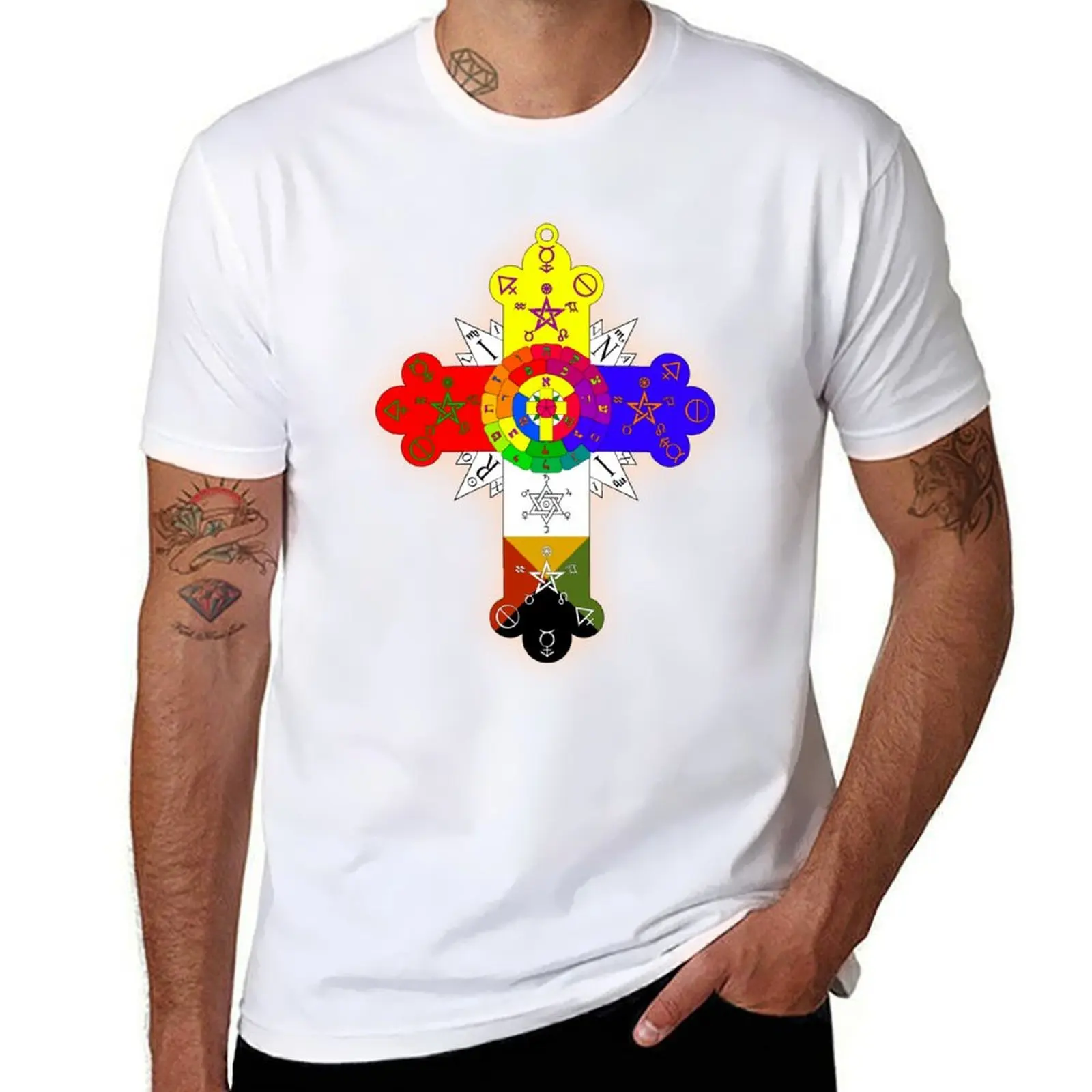 Rosicrucian Rosy Cross Lamen T-Shirt Short sleeve tee topping T-shirts man tees mens plain t shirts