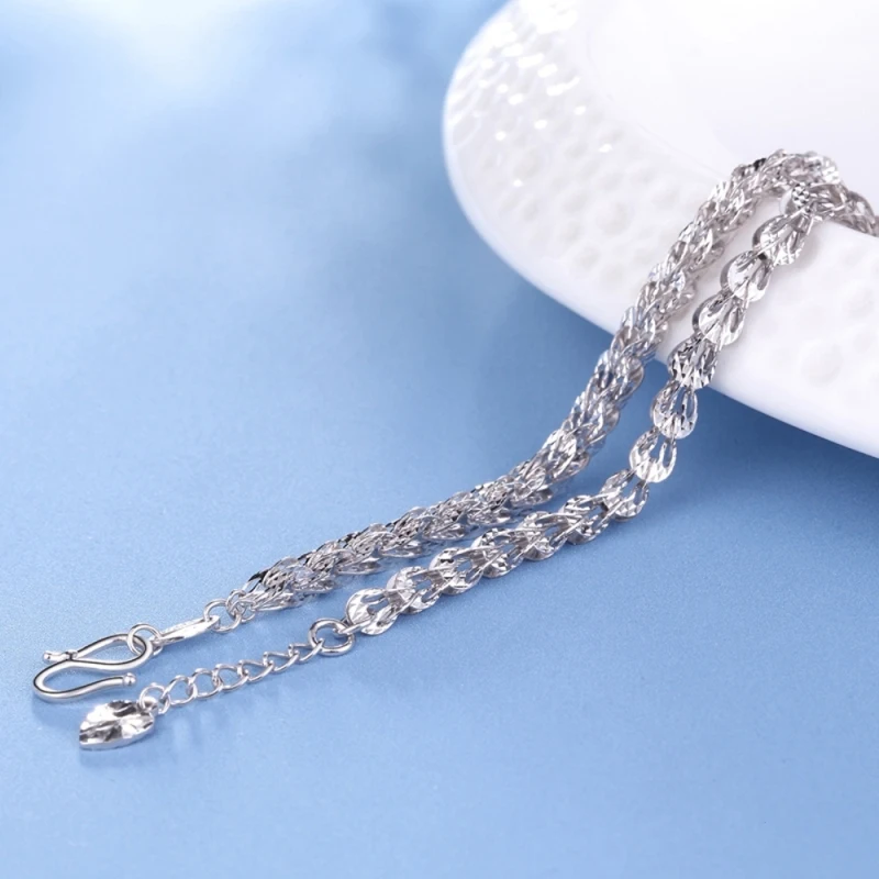 Real Pure Platinum 950 Chain Women Gift Lucky Perfect Phoenix Feather Tail Bracelet 6g