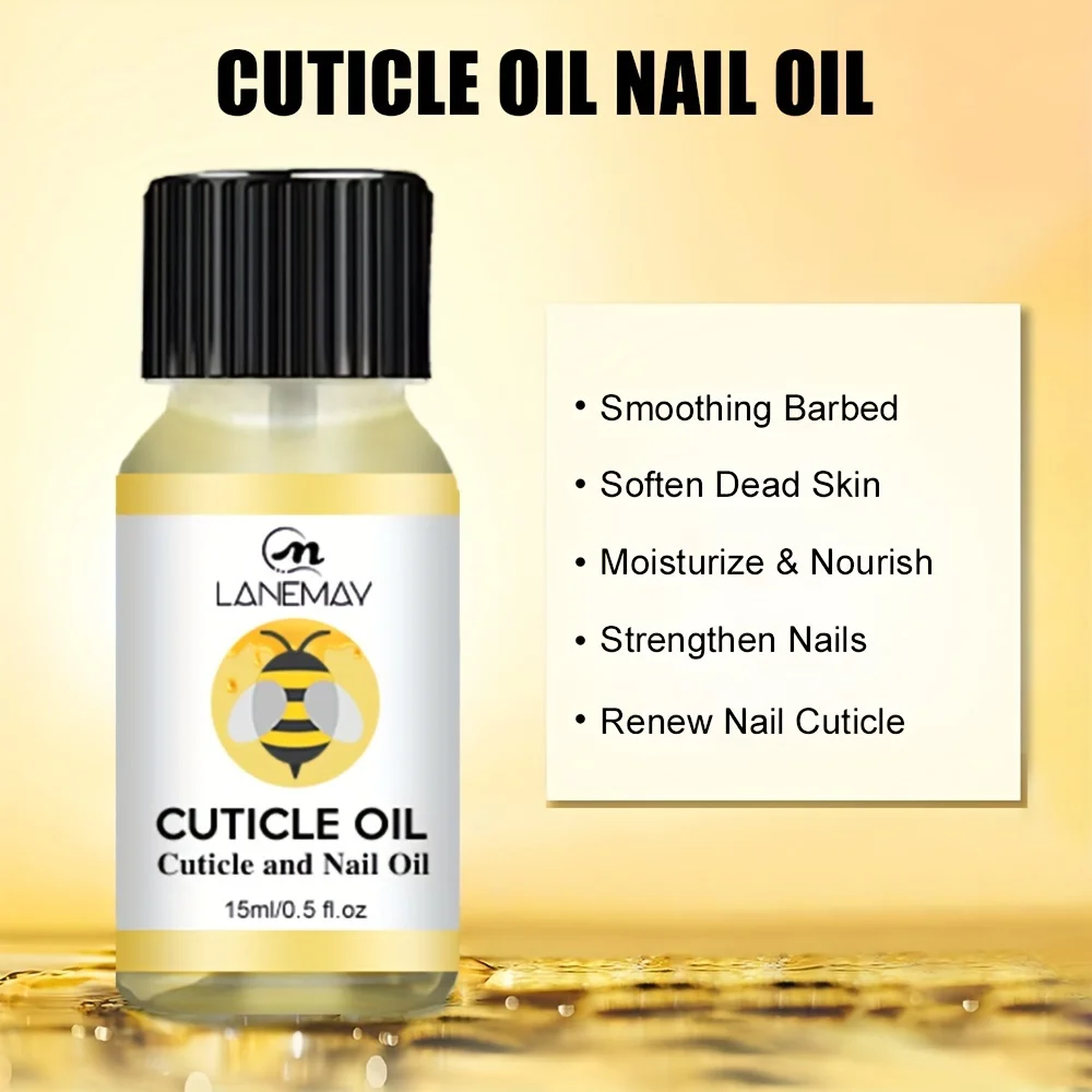 15ml キューティクル＆ネイルオイル（キャスターオイル配合）- ダメージを受けた肌や薄い爪用 - 爪を強化し、自然な輝きを夜間に促進