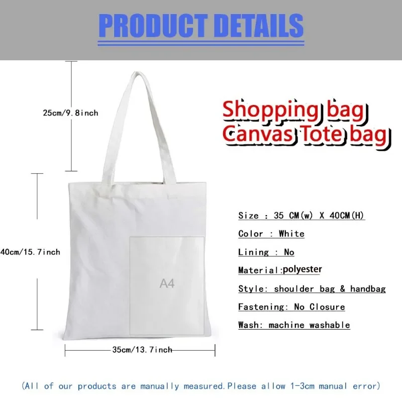 Death Evil Devil Print Shoulder Bag Casual Resuable Eco Tote Bags for Women Large-capacity Shopper with Harajuku Canvas Handbag