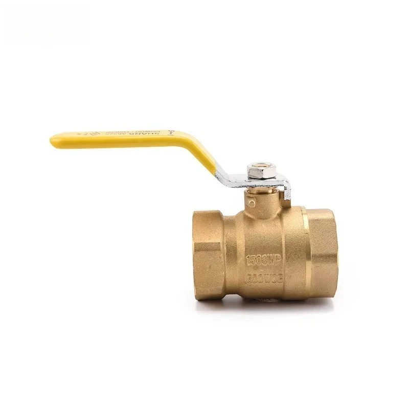 Valvola a sfera in ottone a gas con stelo lungo standard OEM Full Bore 600 WOG PN40 Water NPT BSP con maniglia a leva con dado