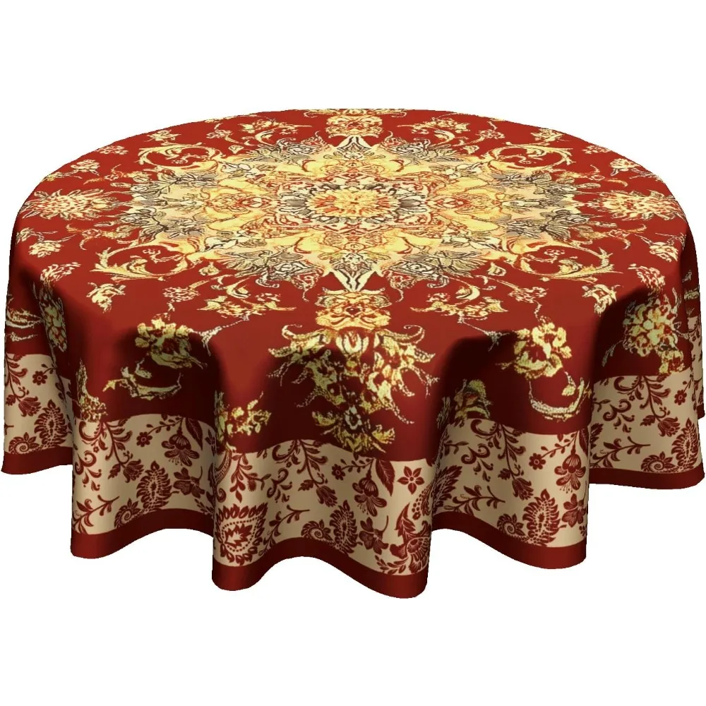 Round Table Cloths 60 Inch - Fall Circle Tablecloth Elegant Floral Table Covers For Party Kitchen Farmhouse Picnic