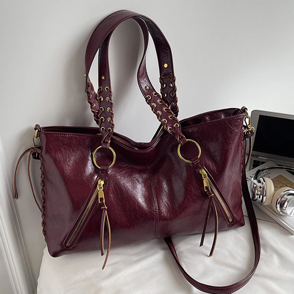 

Fashion Woven Handle Tote Women Bags NEW Large Capacity Shoulder Bag Luxury Designer Bags for Women Handbags Shopper Purses Chic