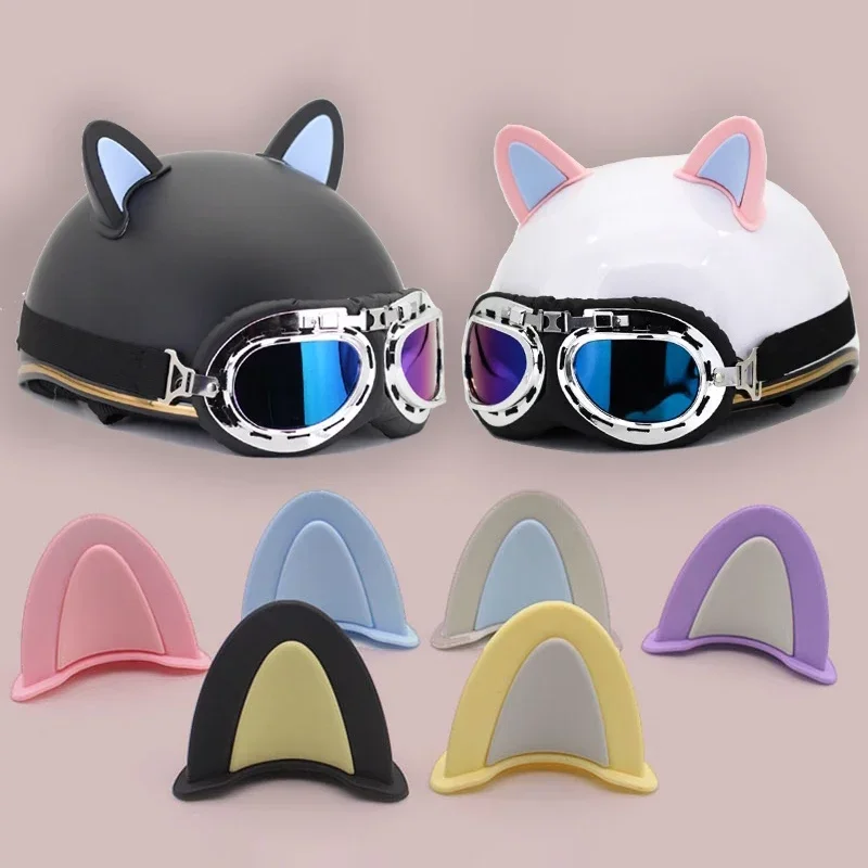 2 Pack Cat Ears Helmet Decoration Motorcycle Electric Vehicle Sticker Decoration Cute Multicolor Motorcycle Helmet Universal