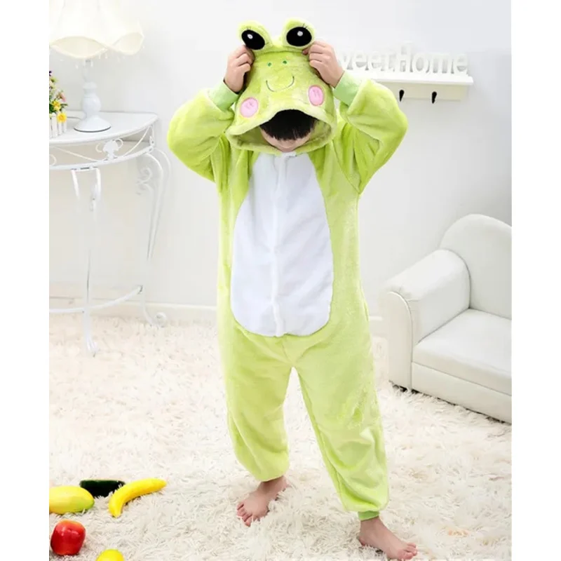 الضفدع الأخضر Kigurumi للأطفال أطفال نيسيس منامة تأثيري حلي الملابس لحفلة الهالوين كرنفال السنة الجديدة