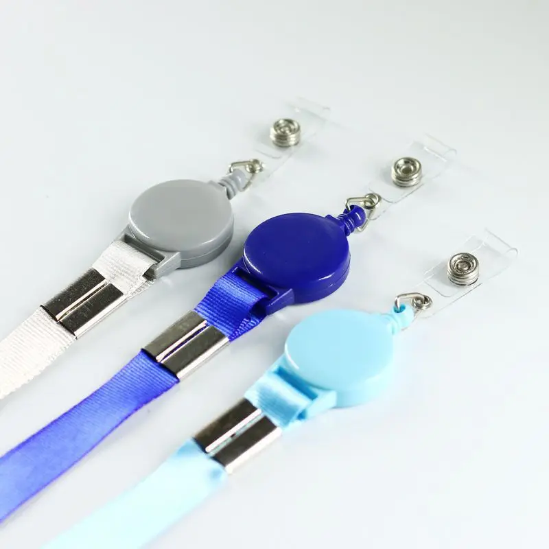 Retractable Lanyard with Badge Reel Neck Strap for ID Card Cellphone Hanging Key Employee's Staff Work Card Rope Strap Fold 46cm