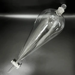 SHUNIU Separatory funnel pear shape, With ground-in glass stopper and stopcock. Capacity 125mL-5000mL, PTFE switch valve