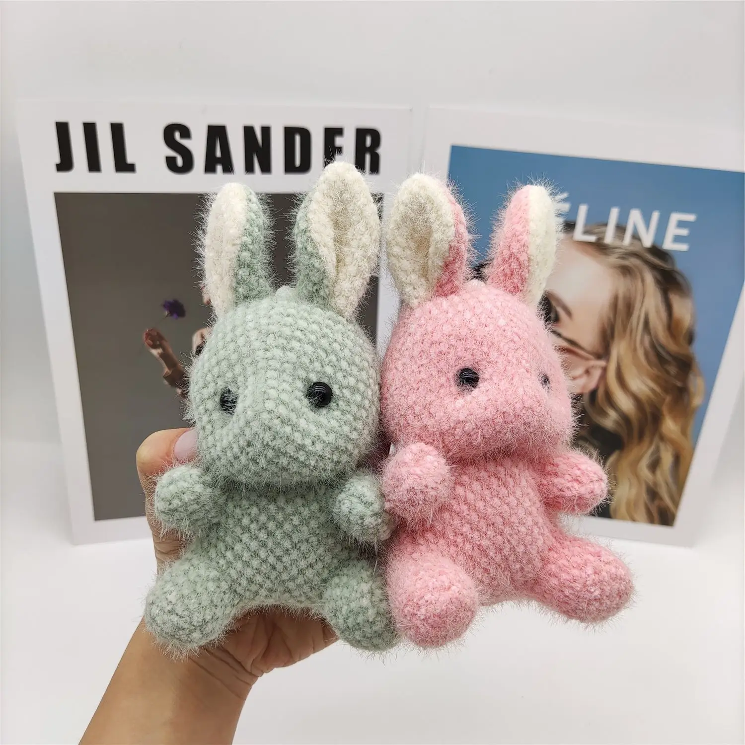 

14CM Rabbit Plush Keychain Charms Doll Pendant Keyring Alloy Cartoon School Bag Pendant Accessories Stuffed Toy Key Chain Gift