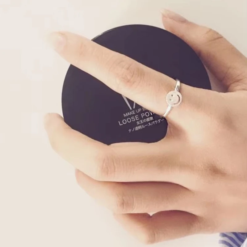 925 Sterling Silver smiling face Open Rings For Women Hypoallergenic Fashion Girl Sterling-silver-jewelry