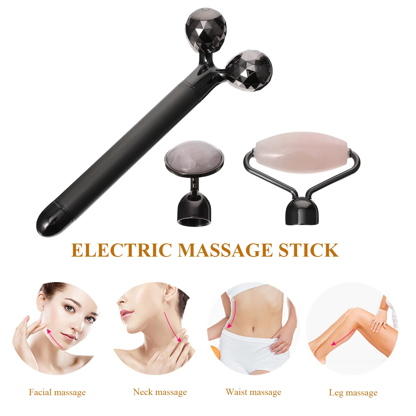 1 مجموعة 3 في 1 اليشم الأسطوانة الكهربائية مدلك الوجه لمكافحة الشيخوخة الجلد تنعيم الوجه النحت أداة لوازم تدليك الوجه #6