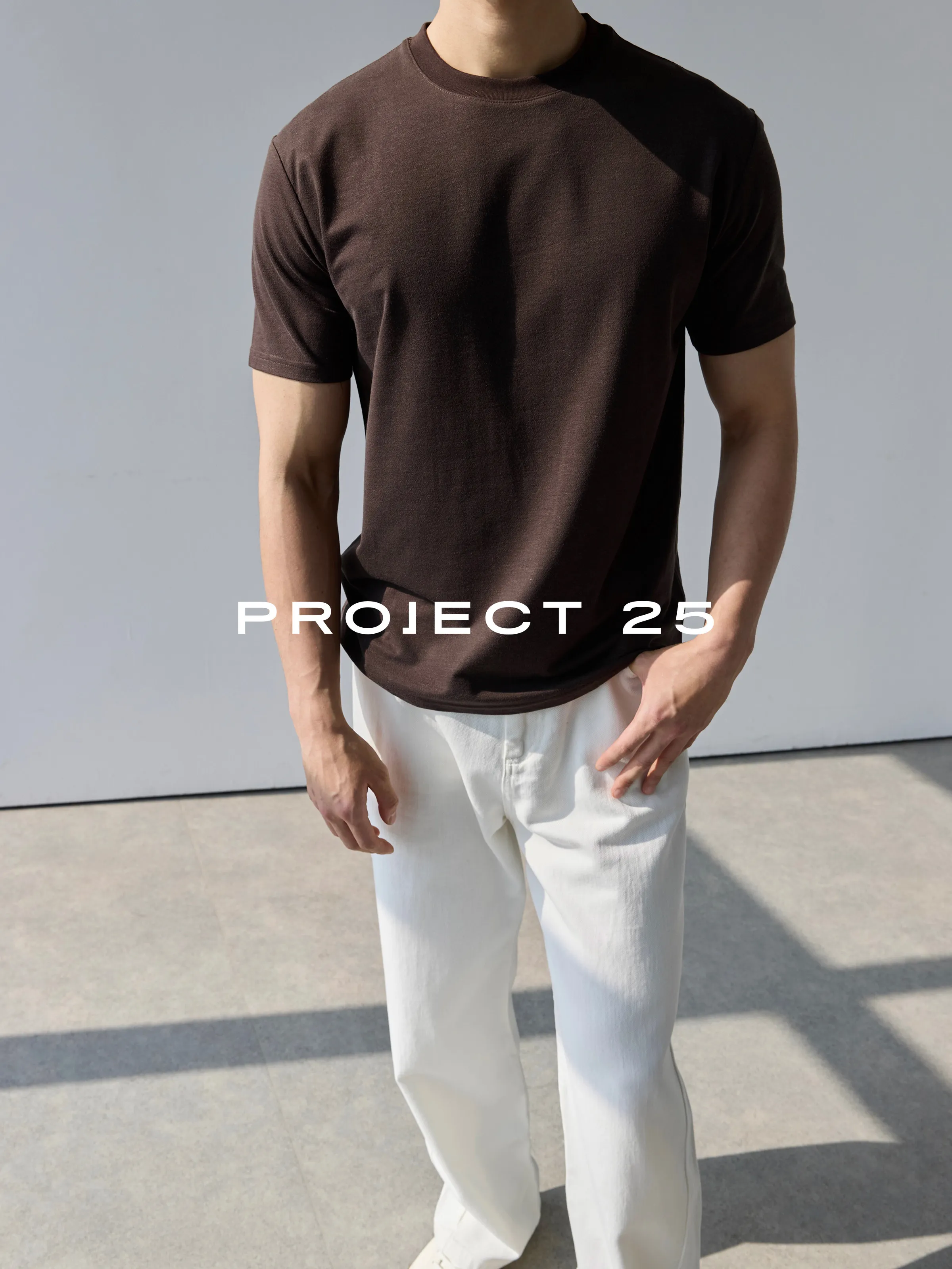 PROJECT 25 Men's Neck T-Shirt – Breathable Skin-Refreshing Versatile Short Sleeve with Refined Cuffs for Summer