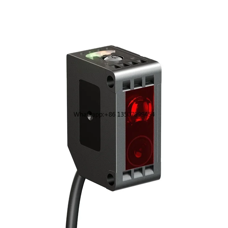 Square Laser Diffuse Photoelectric Sensor 40-2000mm Adjustable Distance IP65 12-24V DC with LED Indicator