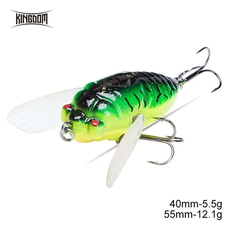 

Kingdom Topwater Floating Fishing Lures 40mm 55mm Simulation Cicada Hard Bait Saltwater Bionic Insect Swing Wobbler Fishing Lure