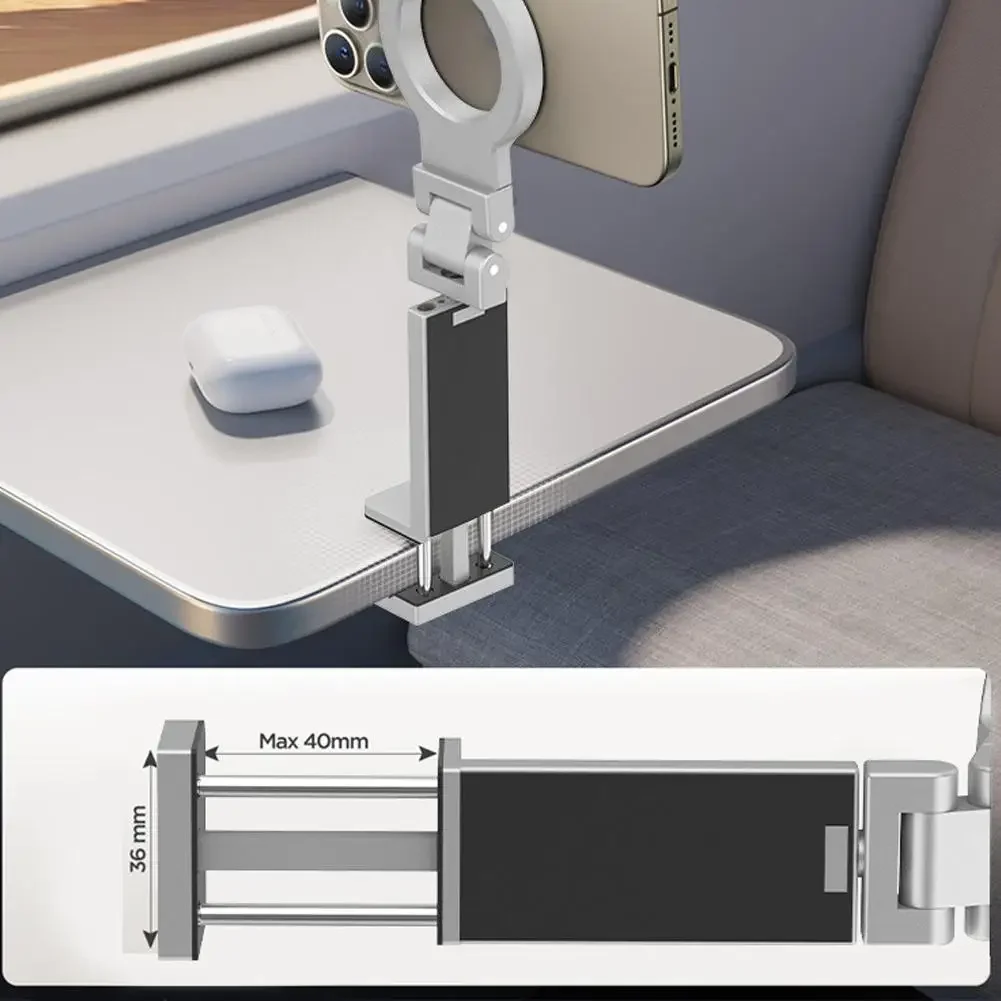 Adjustable Universal Magnetic Phone Holder Travel Essentials Flexible Rotation Hands-Free Airplane Phone Mount Seat Phone Stand