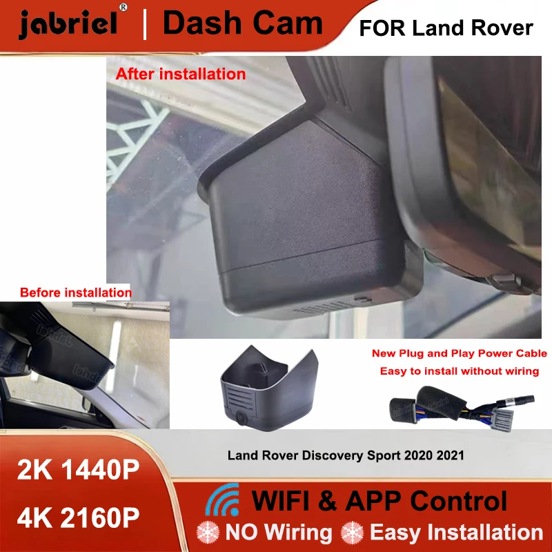 

Jabriel Dash Cam Front Rear Camera DVR 2K 4K Wifi Plug and Play Video Recorder For Land Rover Discovery Sport 2020 2021 2022