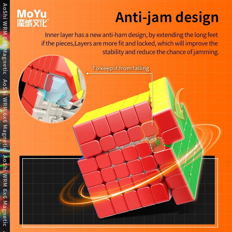 MOYU-Cube Magique Magnétique AoShi WRM, Puzzle de Vitesse Professionnel, Jouet Cadeau pour Enfants, 6x6x6, 6x6