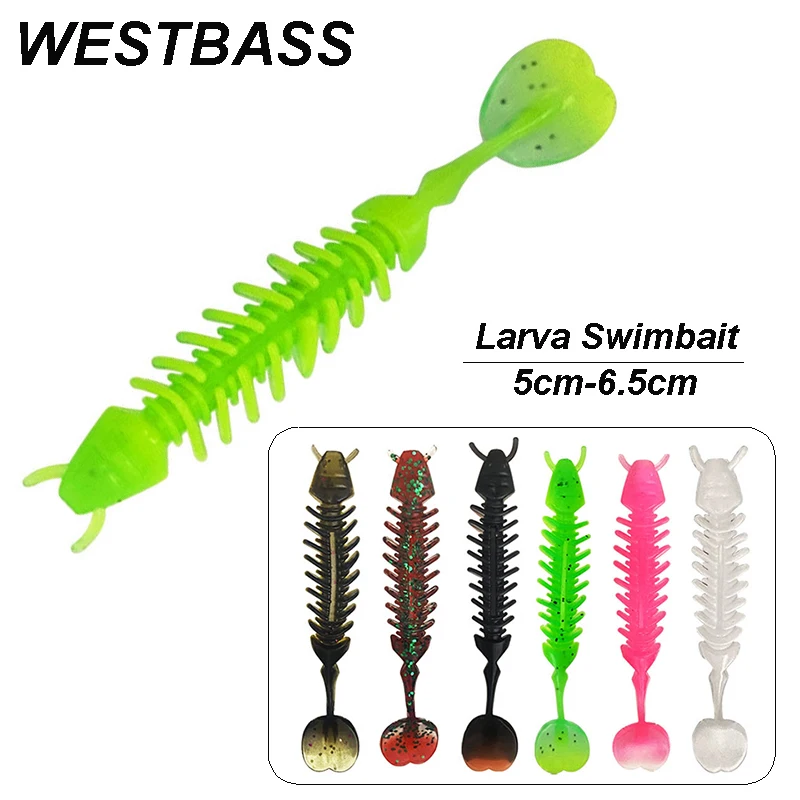 WESTBASS 5/10PCS Soft Larva Baits 50mm 65mm Silicone Fishing Lures Rubber Worm Swimbaits cebo suave Weicher Köder fisching Isca