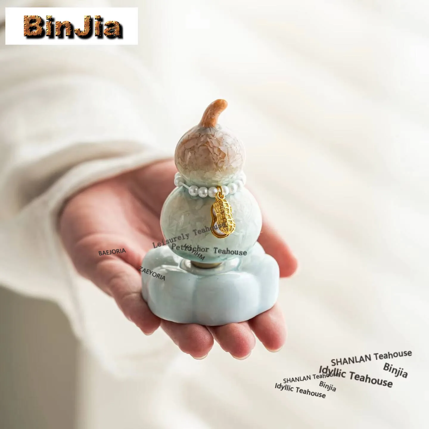 Crystal Turning Gourd Tea Pet Antique Flowerpot Landscaping Tea Figurine Play Toys Tea Statue Ornaments Supplies Collection