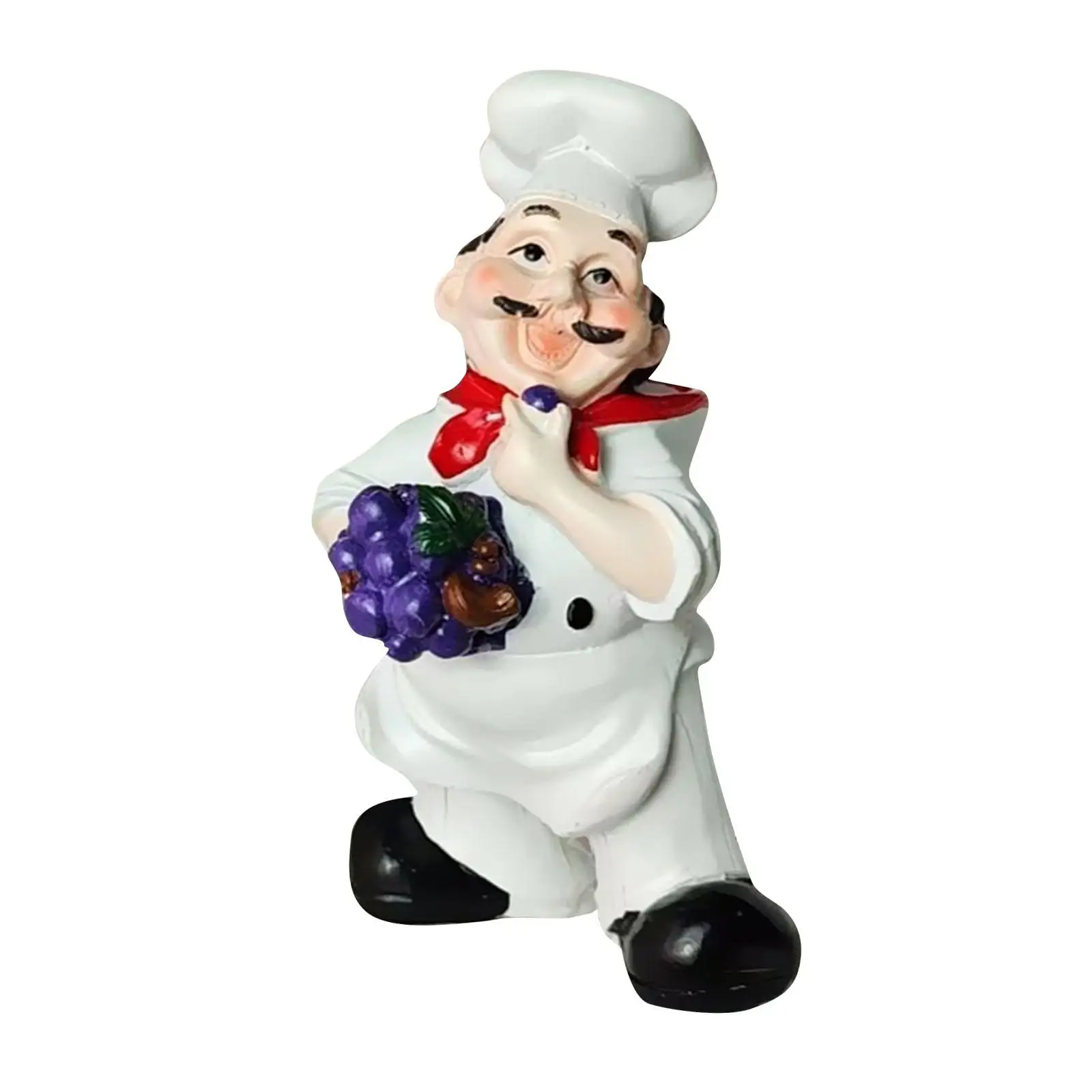 Chef Resin Figurine Desktop Ornament Creative Handmade Chef Sculpture for Shop Restaurant Kitchen Countertop Cottage Cafe