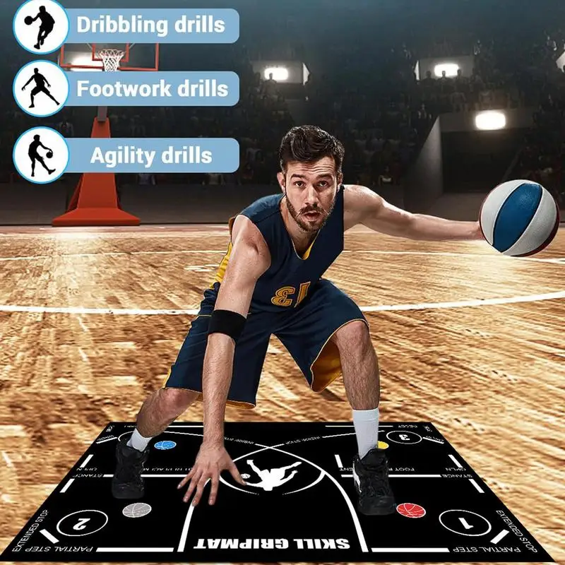 Basketball Footstep Mat Portable Agility Footstep Training Mat Basketball System Training Mat Improve Basketball Speed Skill