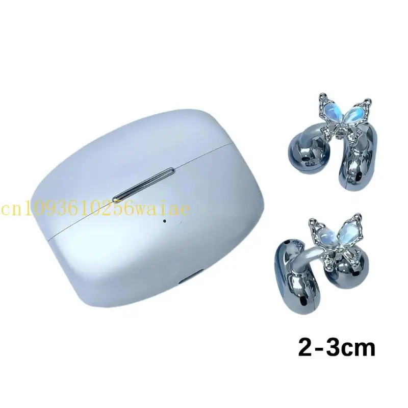 652F DIY Rhinestones Butterfly Earphone Accessory Ear Clip Metal Clip On Charm Design For Stylish Customization