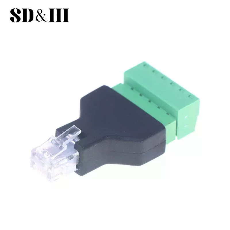 

1pc CCTV Adapter Connector Ethernet Male Plug To Screw Terminal Block 6 Pin With Terminal Plug Splitter RJ12 6P6C