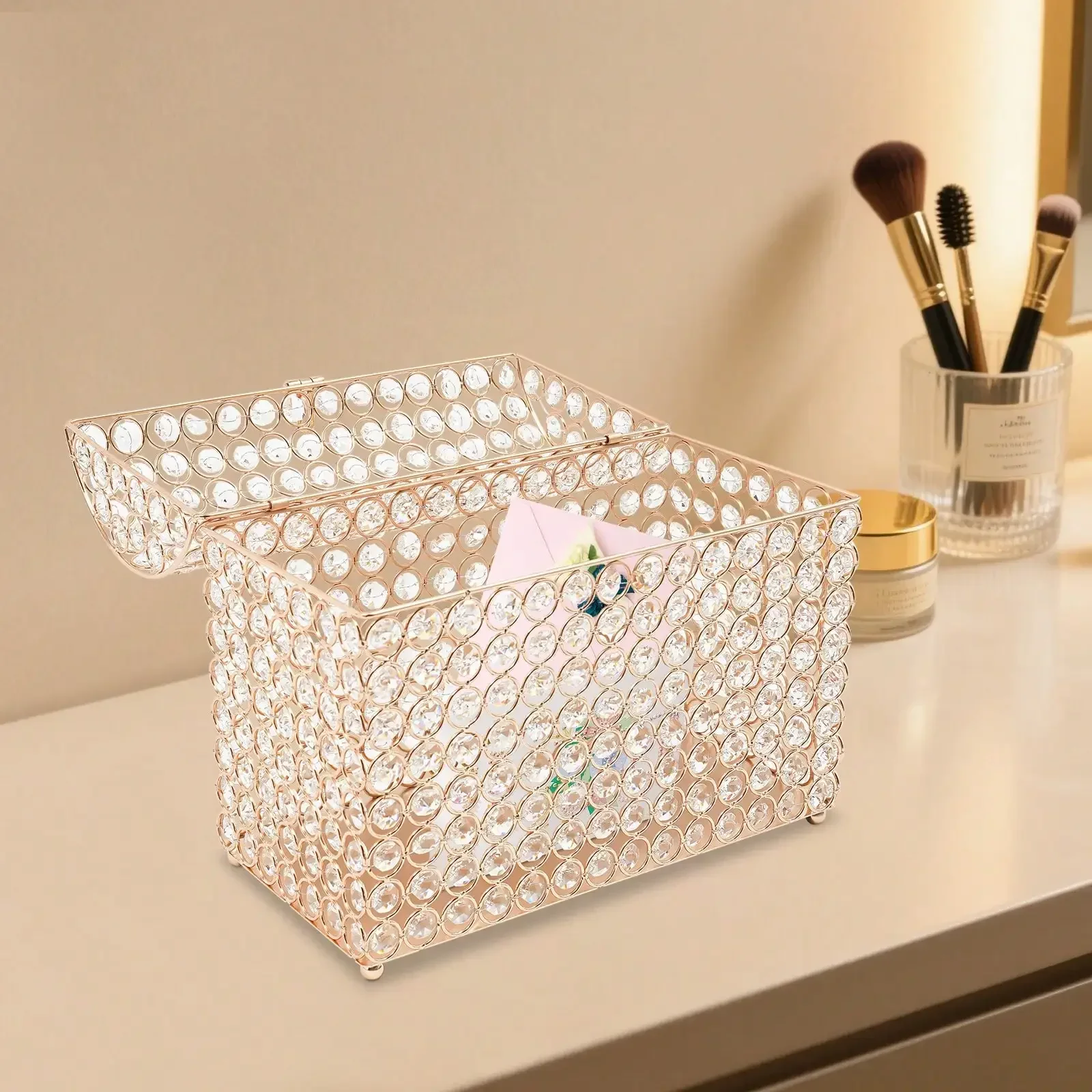 Crystal Wedding Card Box With Heart Lock, Money Card Box Treasure Chest Style Gold Gift For Wedding Receptions, Centerpiece Decor, Anniversary, Keepsake, Bedroom Decor And Accessories,Wedding Must Haves, Christmas Gifts