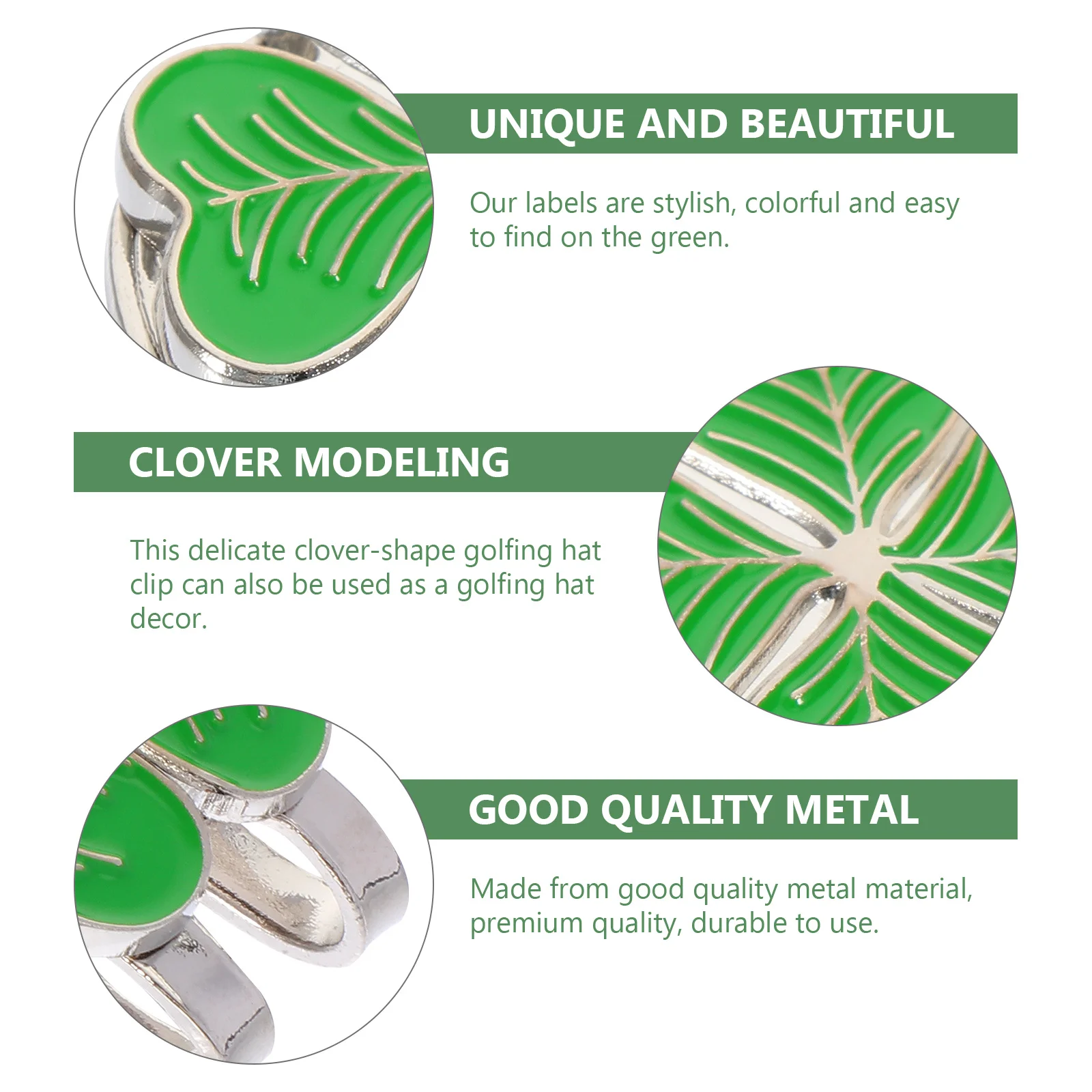 1Pcs Metall Vierblättriges Kleeblatt Golf Hut Clip Grüne Farbe Langlebig Clip Marker Golf Zubehör Outdoor Verwenden Metall clip,