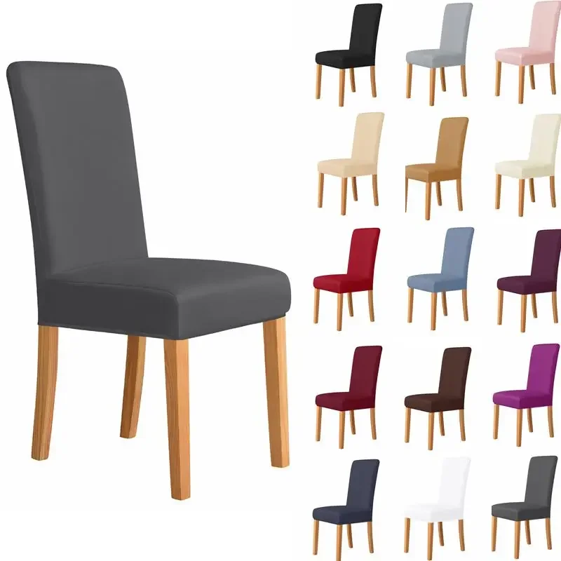 6pcs Elastic Solid Color Adjustable Chair Cover Spandex Stretch Slipcovers Chair Seat Covers Kitchen Dining Room Wedding