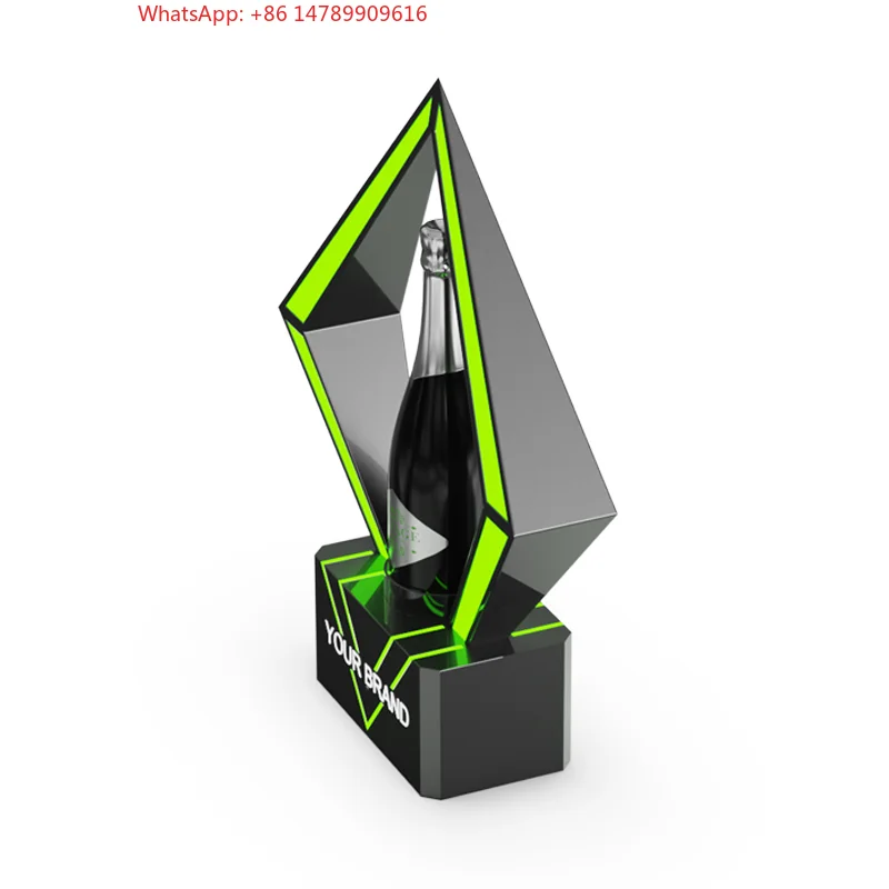 

High-End Bespoke LED Bottle Display RackColorful Acrylic Liquors Store Bottle Rack Holder Countertop Champagne Carrier Wine Cont