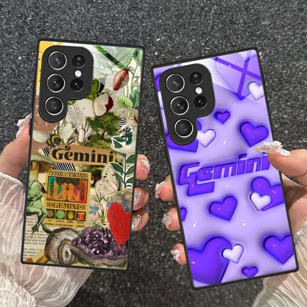 Zodiac Sign Gemini Phone Case for Samsung Galaxy A56 55 54 53 52 51 36 35 34 23 16 15 5G Glass Protective Cover