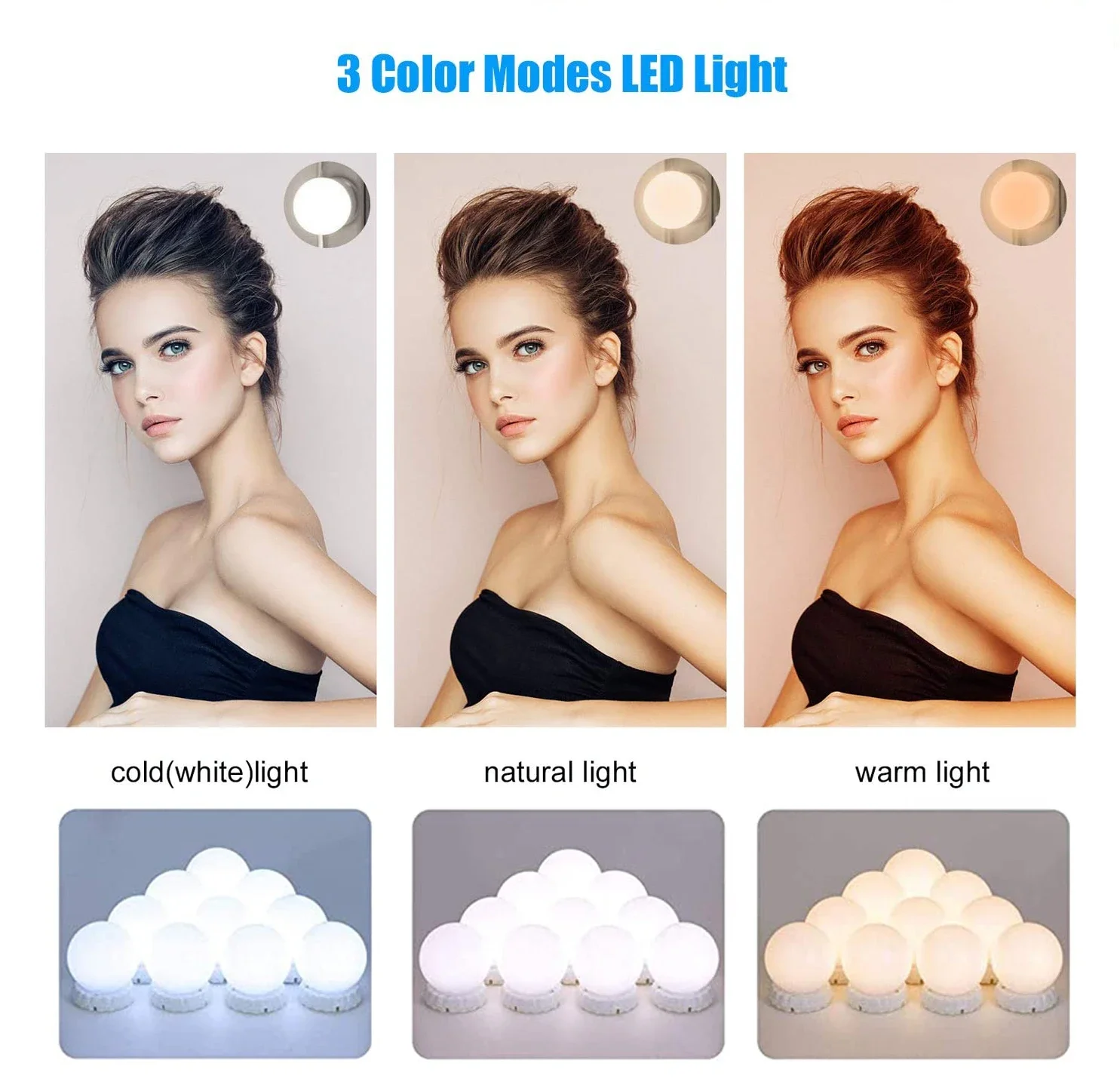 Professional LED Makeup Mirror Light Bulbs Backlight Mirror USB Dimmle Table Make Up Desktop Lamp 3 Color Hollywood Vanity Light