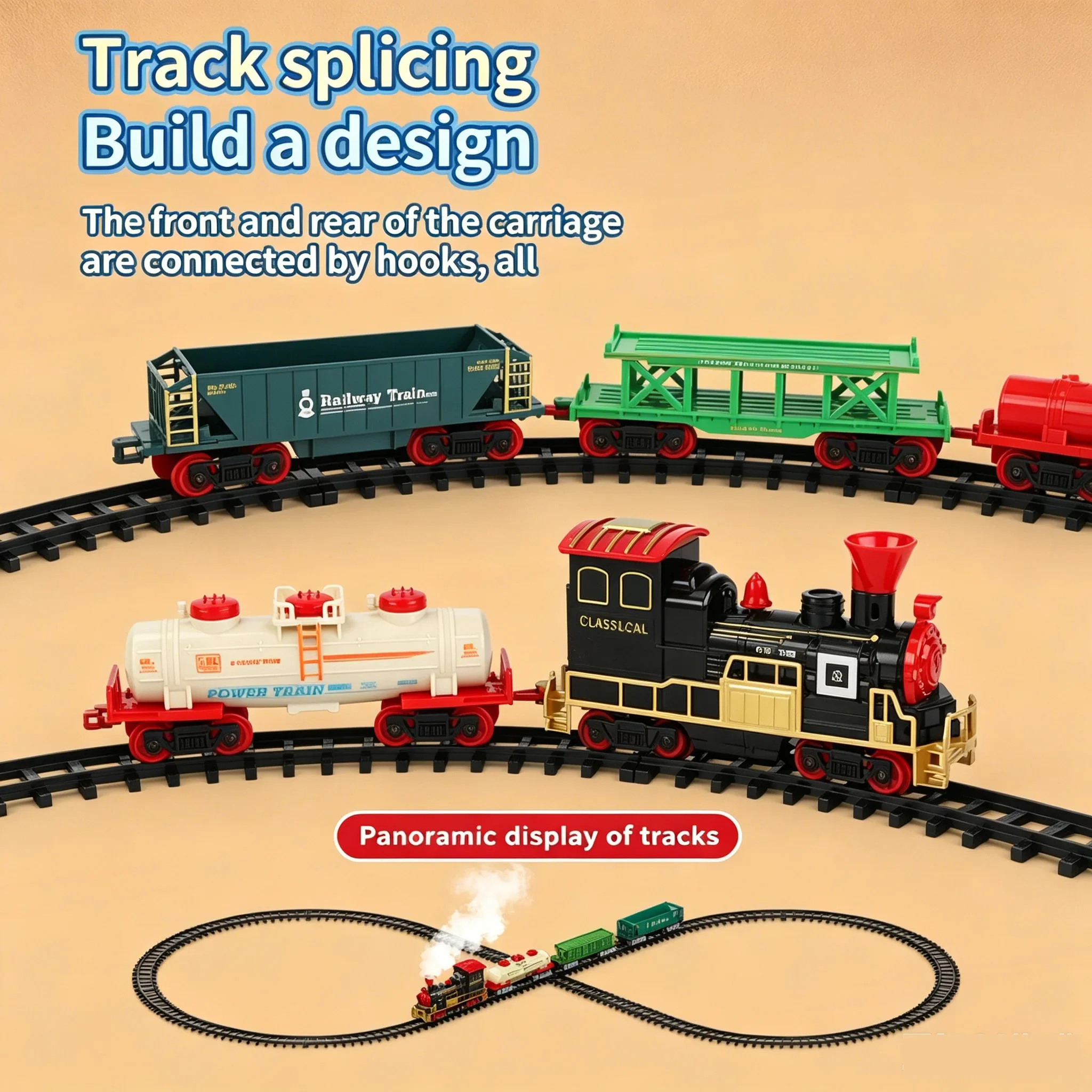 Retro RC Train Remote Control Electric Railway Track Train with Sound Smoke Spray Locomotive Vehicle Model Kid Christmas Gifts - view 6