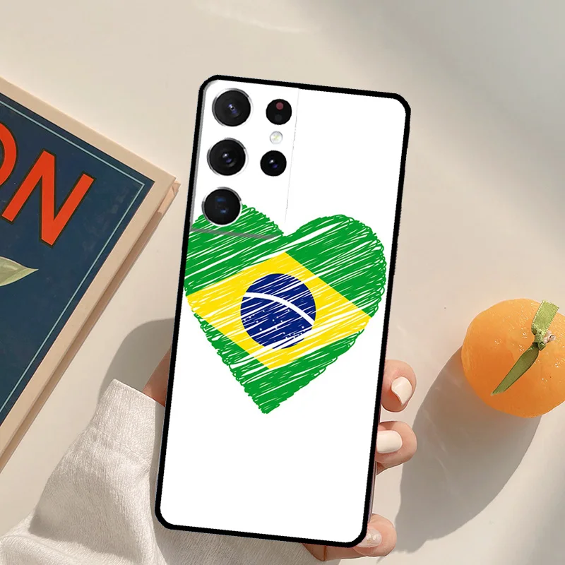 Custodia con bandiera brasiliana brasiliana per Samsung S22 S23 Ultra S8 S9 S10 S10e Note 10 Plus Note 20 Ultra S21 S20 FE Cover