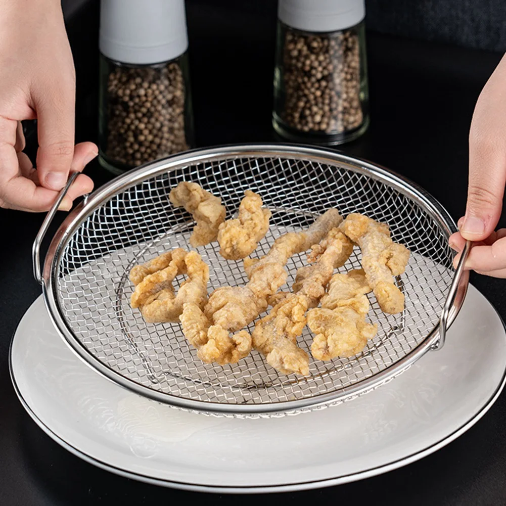 A96K-Kitchen Oil Filter Pan Stainless Steel Frying Oil Filter Pan Fine Mesh Filter Basket Frying Grill Food Tools