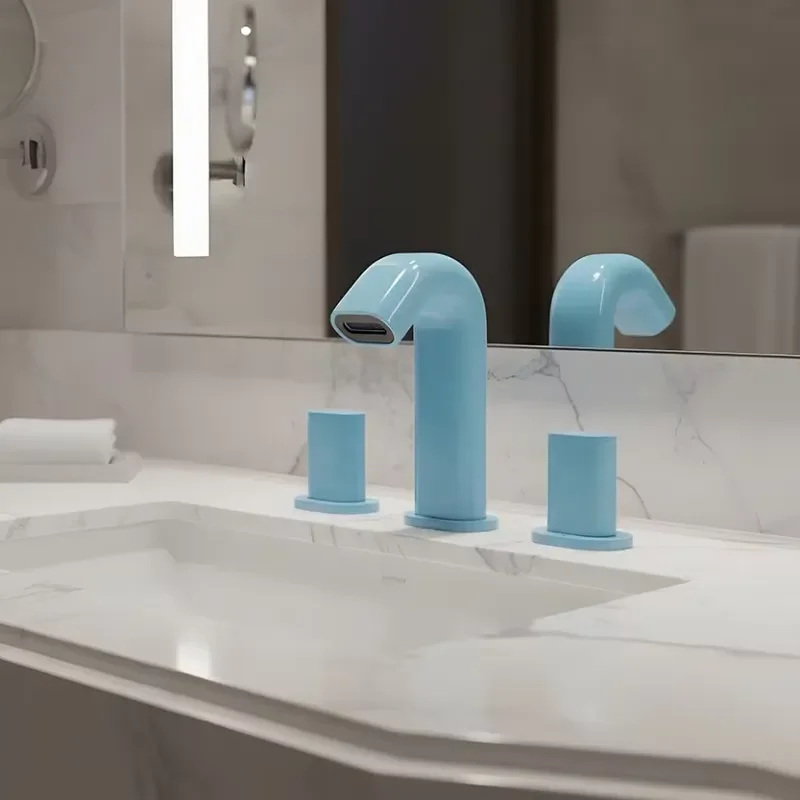 Hotel Bathroom Faucet Brass Basin Mixer 3 Hole Double Handle Hot Cold Sink Tap for Hotel Application