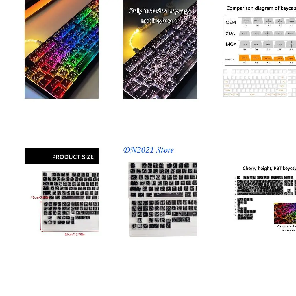 F3KE 130pc/set Stylish PBT Keycaps Caps For Backlits Mechanical Keyboards