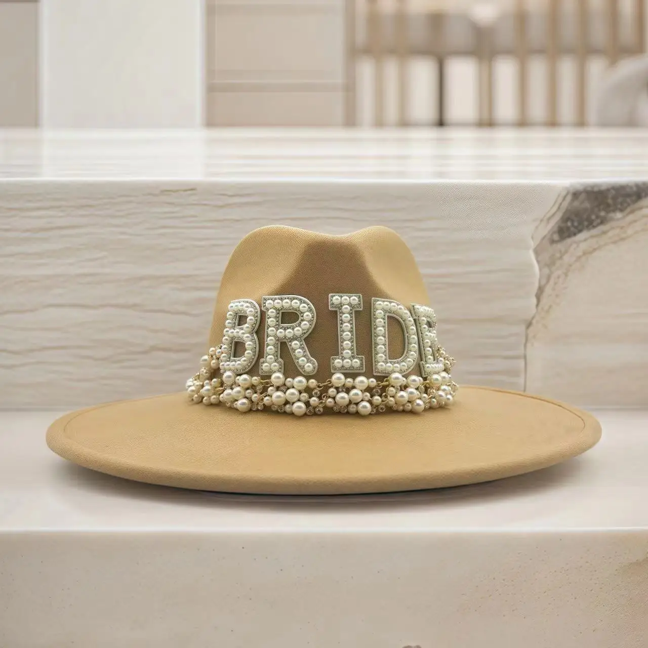 HongLuan Khaki BRIDE Sombreros de fieltro y elegante sombrero de vaquero para mujer, gorras de fiesta de boda para hombre y accesorios para festivales rave de cosplay