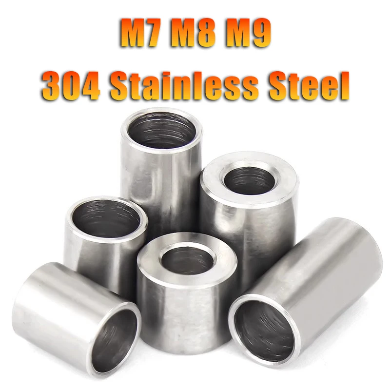 

304 Stainless Steel Bushing Washer M7 M8 M9 Round Hollow Unthreaded Stand-off Spacer Gasket Sleeve Isolation Column OD 10~16mm
